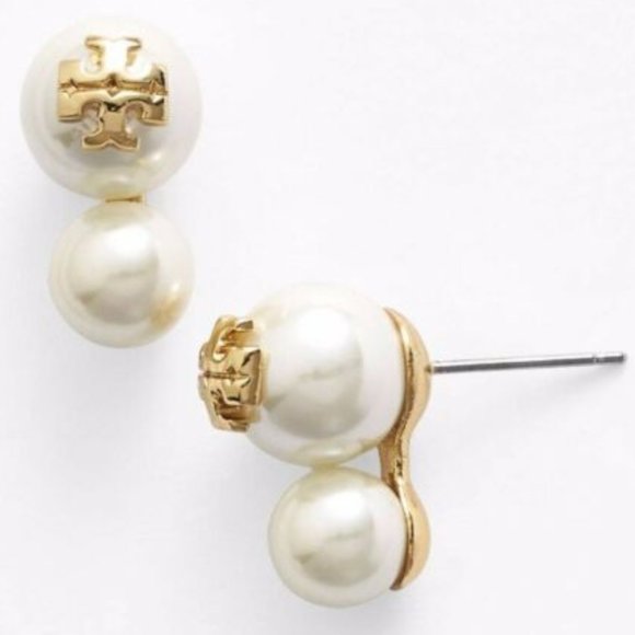 Tory Burch White Evie Pearl Earrings - Picture 3 of 5